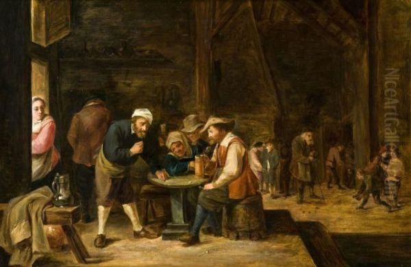 Joueurs De Des Dans Une Taverne Oil Painting by David The Younger Teniers