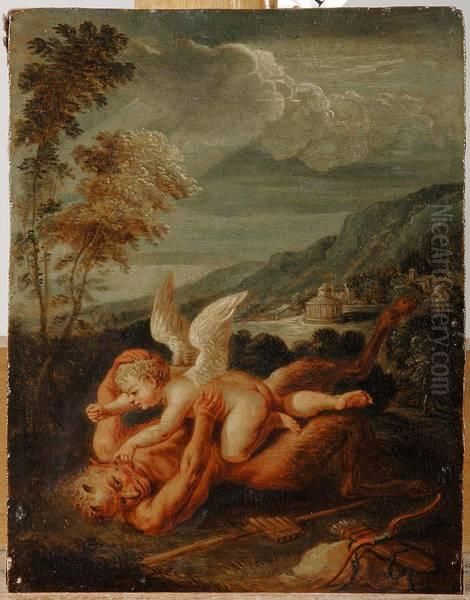 Pan Attaque Par Cupidon Oil Painting by David The Younger Teniers