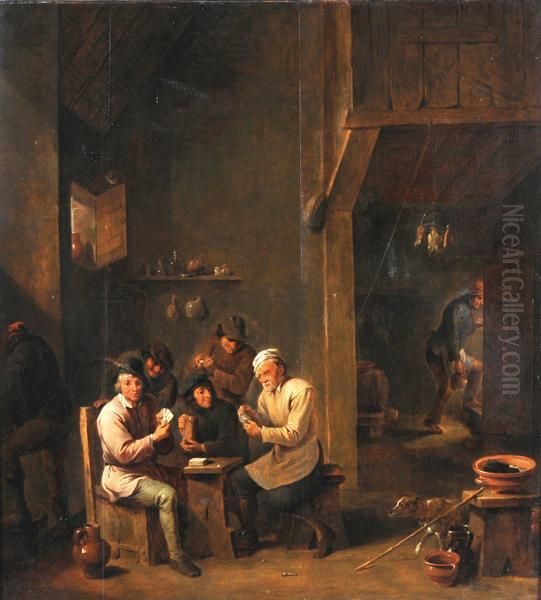 Scena Da Interno Con Giocatori Di Carte In Osteria Oil Painting by David The Younger Teniers