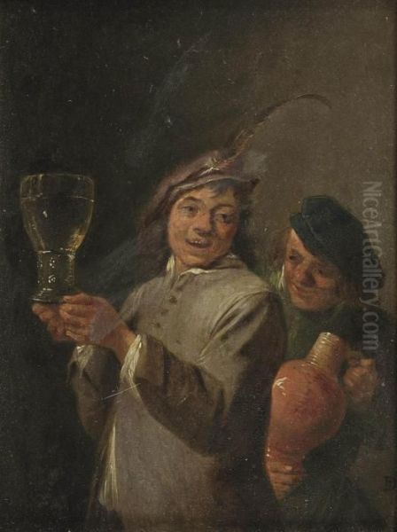 Merry Drinkers Oil Painting by David The Younger Teniers