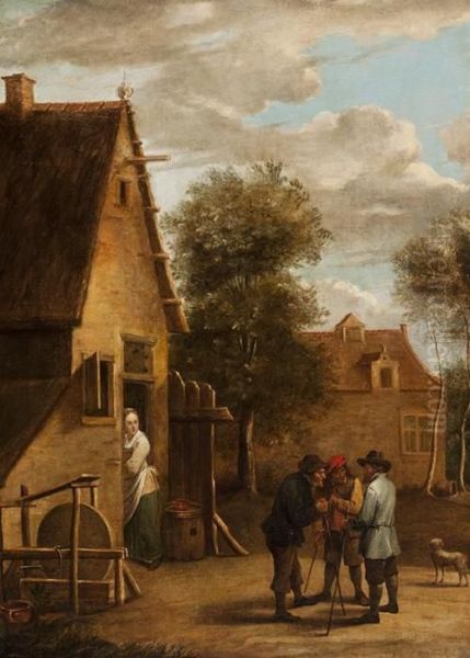 A Chat In Front Of The House Oil Painting by David The Younger Teniers