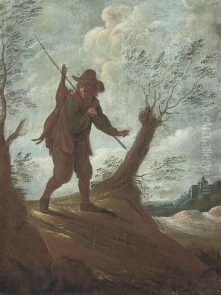 A Sportsman Carrying A Dead Hare In A Landscape Oil Painting by David The Younger Teniers