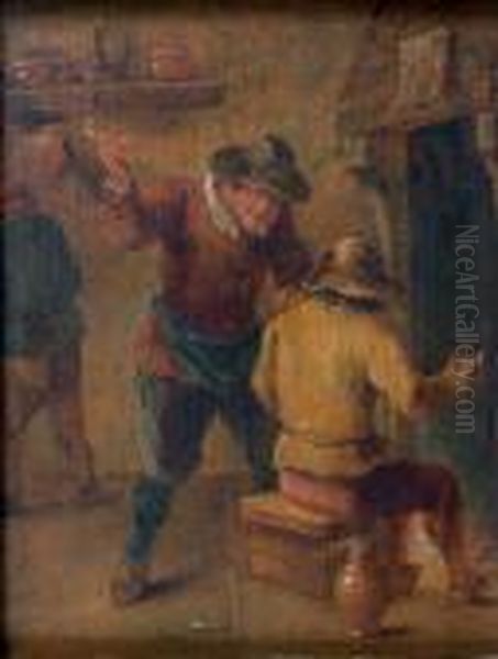 Fumeurs De Pipe Pres De La Cheminee Oil Painting by David The Younger Teniers