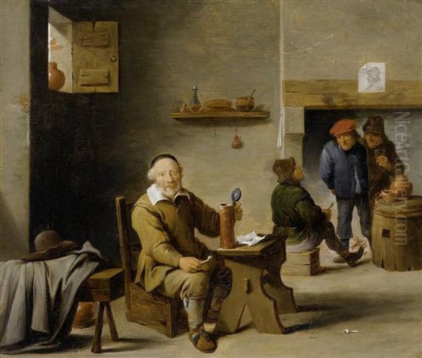 In The Tavern Oil Painting by David The Younger Teniers