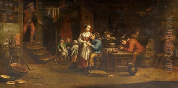 Lively Scene At An Inn Oil Painting by David The Younger Teniers