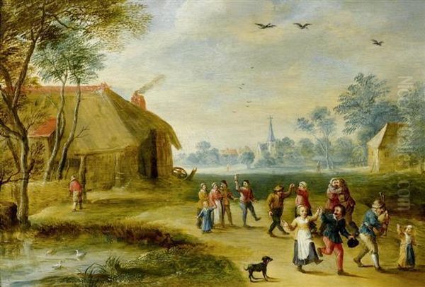 Festivities In A Village Oil Painting by David The Younger Teniers