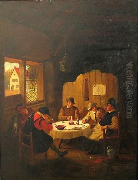 A Tavern Interior With Figures Oil Painting by David The Younger Teniers