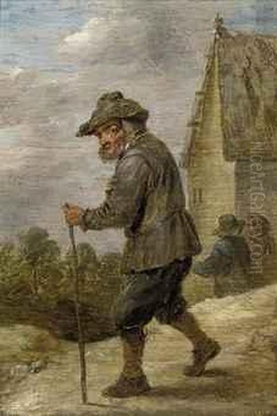 A Peasant In A Village Street Oil Painting by David The Younger Teniers