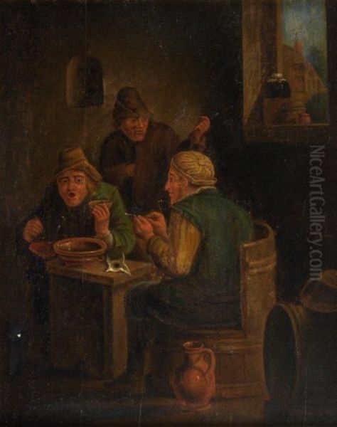 Fumeurs Dans Une Taverne Oil Painting by David The Younger Teniers