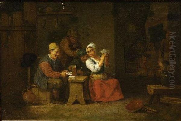 Les Joueurs De Cartes. Oil Painting by David The Younger Teniers