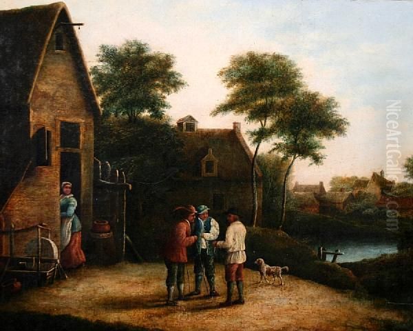 Figures Before A Village Inn Oil Painting by David The Younger Teniers