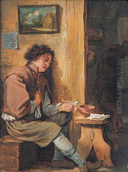 Giovane Con Pipa In Un Interno Oil Painting by David The Younger Teniers