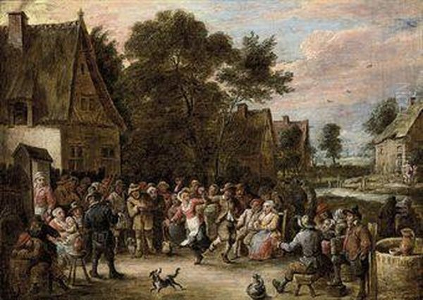 A Village Wedding Oil Painting by David The Younger Teniers