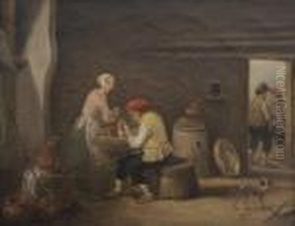 Paysans Dans Un Interieur Rustique Oil Painting by David The Younger Teniers