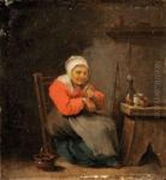 Vieille Femme Se Soignant Oil Painting by David The Younger Teniers