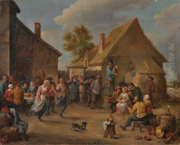 Village Celebration Oil Painting by David The Younger Teniers