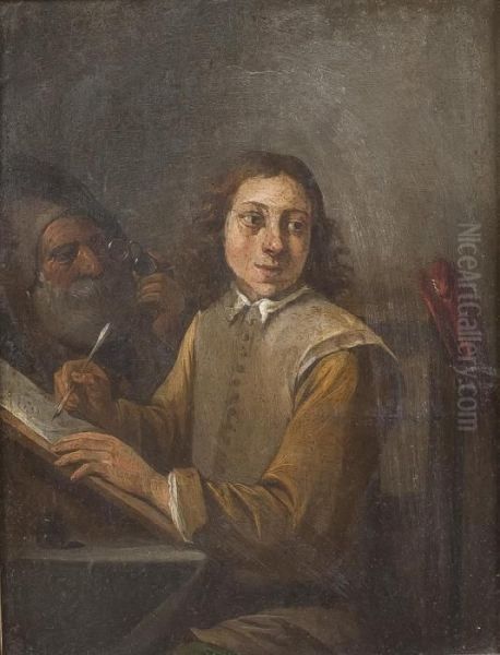 Die Zeichenstunde Oil Painting by David The Younger Teniers