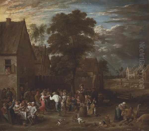 A Wedding Party In A Village Oil Painting by David The Younger Teniers