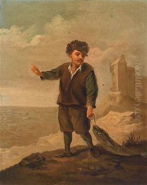 Ein Fischer An Der Kuste Oil Painting by David The Younger Teniers