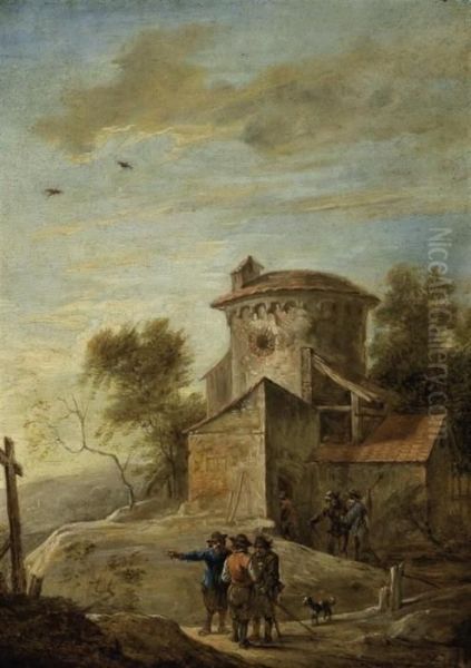 Travelers In A Landscape Oil Painting by David The Younger Teniers