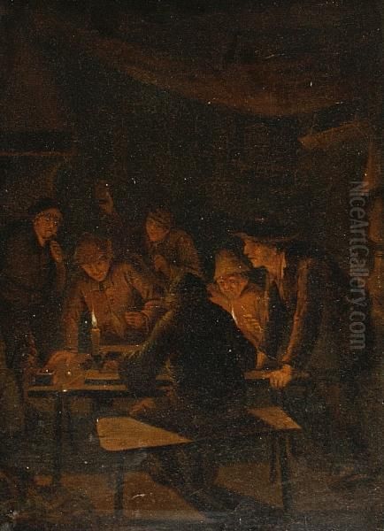 Gamblers In A Tavern Oil Painting by David The Younger Teniers