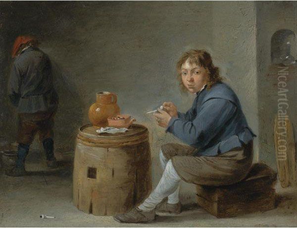 A Boy Smoking Oil Painting by David The Younger Teniers