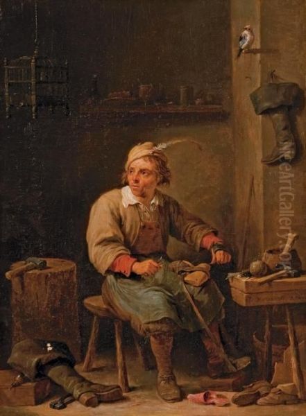 Le Savetier Oil Painting by David The Younger Teniers