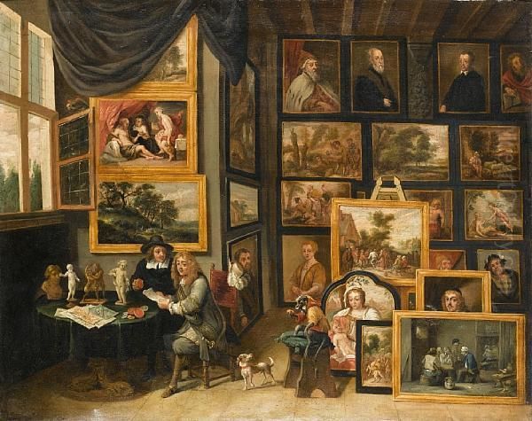 The Interior Of A Picture Gallery Oil Painting by David The Younger Teniers