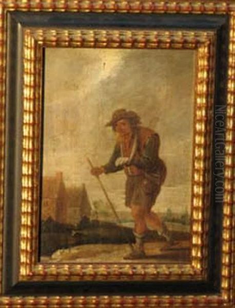 Beggar In Landscape Oil Painting by David The Younger Teniers