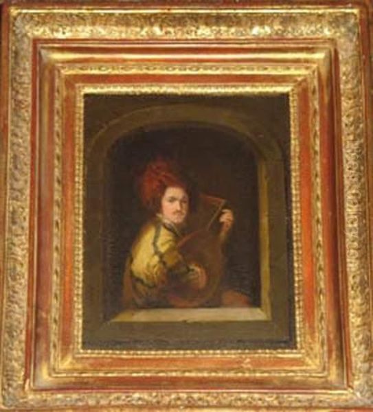 Gentleman With A Lute In A Niche Oil Painting by David The Younger Teniers