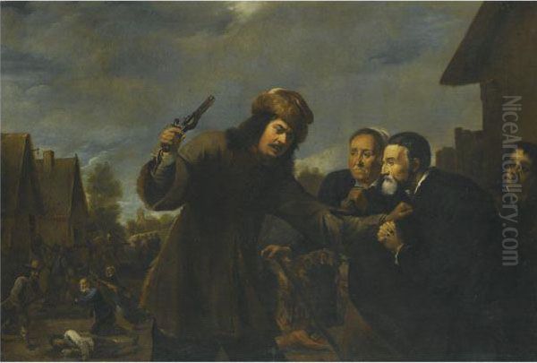 A Landscape With A Man Assaulting A Couple Oil Painting by David The Younger Teniers