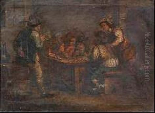 Interni Di Locanda Con Giocatori Di Carte Oil Painting by David The Younger Teniers