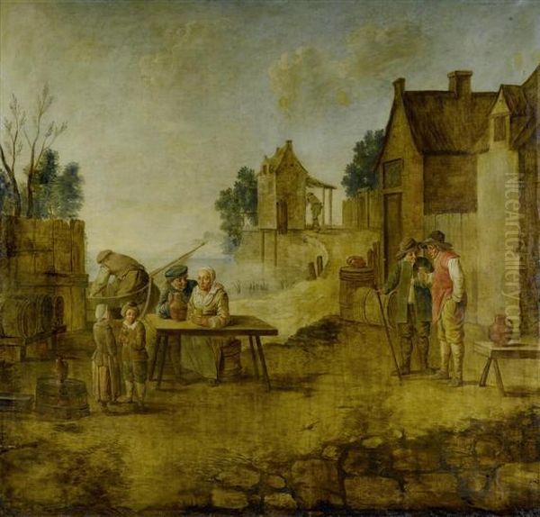 Scene In Front Of A Tavern Oil Painting by David The Younger Teniers