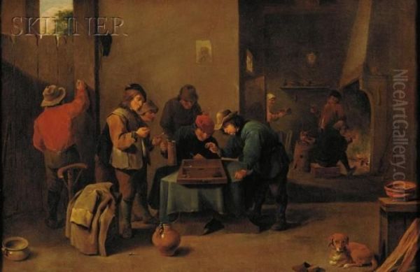 The Tric Trac Players Oil Painting by David The Younger Teniers