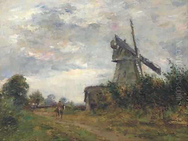 An Essex windmill Oil Painting by James Herbert Snell