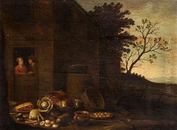 Scena Di Mercato Oil Painting by David The Younger Teniers