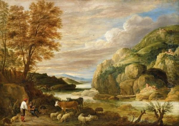 Flusslandschaft Mit Hirten Oil Painting by David The Younger Teniers