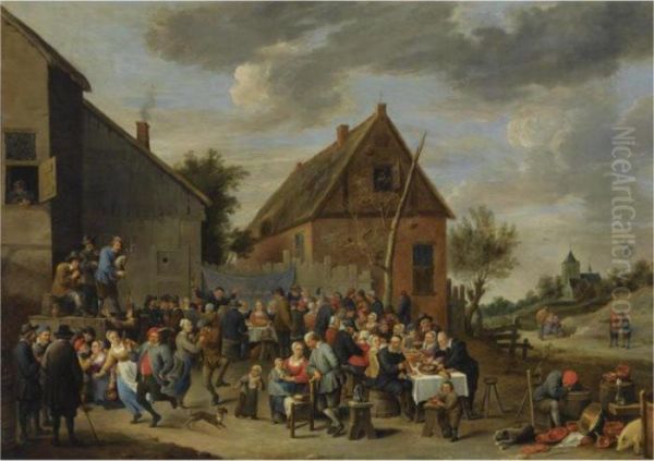 A Peasant's Wedding Feast Oil Painting by David The Younger Teniers