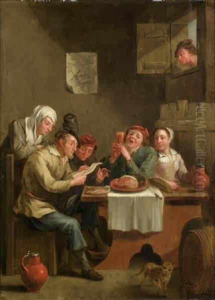 A Tavern Interior Oil Painting by David The Younger Teniers