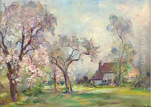 The orchard in Blossom Oil Painting by James Herbert Snell