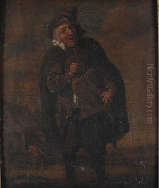 Joueur De Vielle Oil Painting by David The Younger Teniers