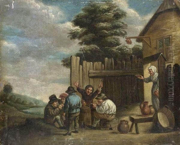 Raucher Und Trinker Vor Einem Landgasthof Oil Painting by David The Younger Teniers