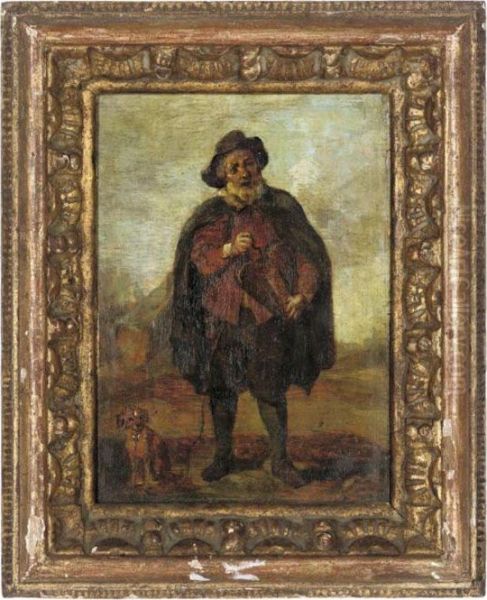 A Hurdy Gurdy Player Oil Painting by David The Younger Teniers