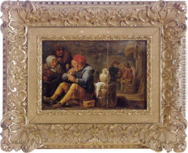 A Peasant Playing The Fiddle Oil Painting by David The Younger Teniers