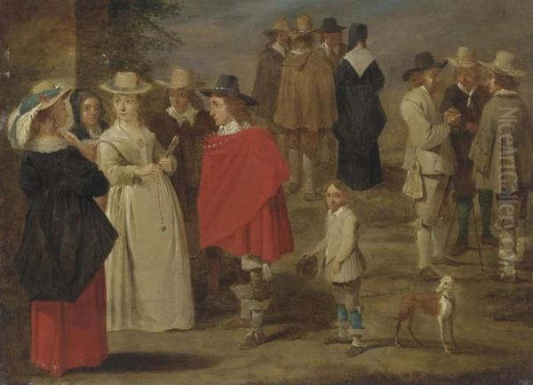 Figures Conversing In A Yard Oil Painting by David The Younger Teniers