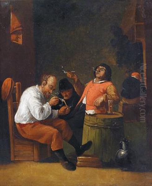 Interno Di Osteria Con Contadini Che Fumano E Bevono Oil Painting by David The Younger Teniers