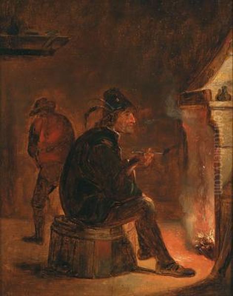 Uomo Seduto Accanto Al Fuoco Oil Painting by David The Younger Teniers