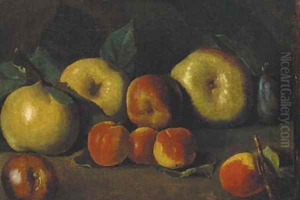 Apples, peaches Oil Painting by Spanish School