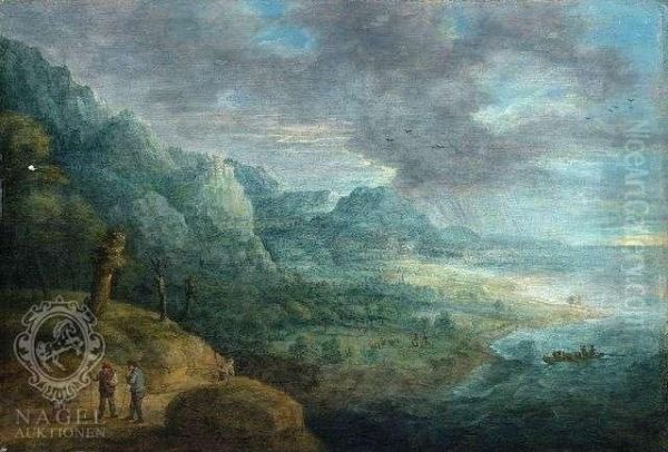 A Rocky Coast With Travellers Oil Painting by David The Younger Teniers