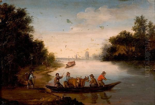 Crossing The River Oil Painting by David The Younger Teniers